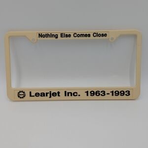 Vintage Learjet Inc.  License Plate Frame Holder 1963-1993 Anniversary Aviation